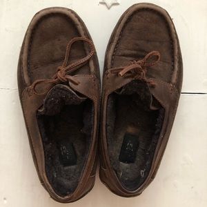 UGG Men’s chocolate brown moccasin slippers